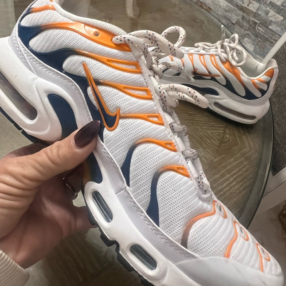 Nike Air Max Plus White with Orange and Blue Accents